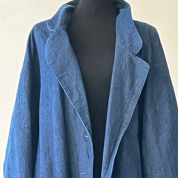 Medium Dark Blue Denim Oversized Blazer - Picture 6 of 12